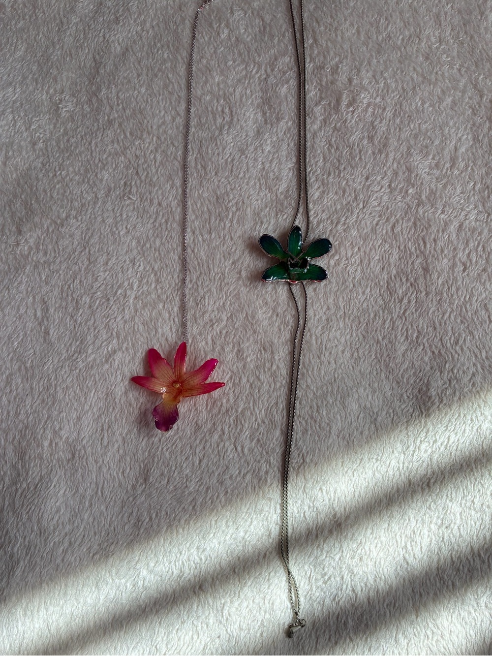 Floral Pendant Necklaces in Pink and Green — Women’s Jewelry real flowers dipped